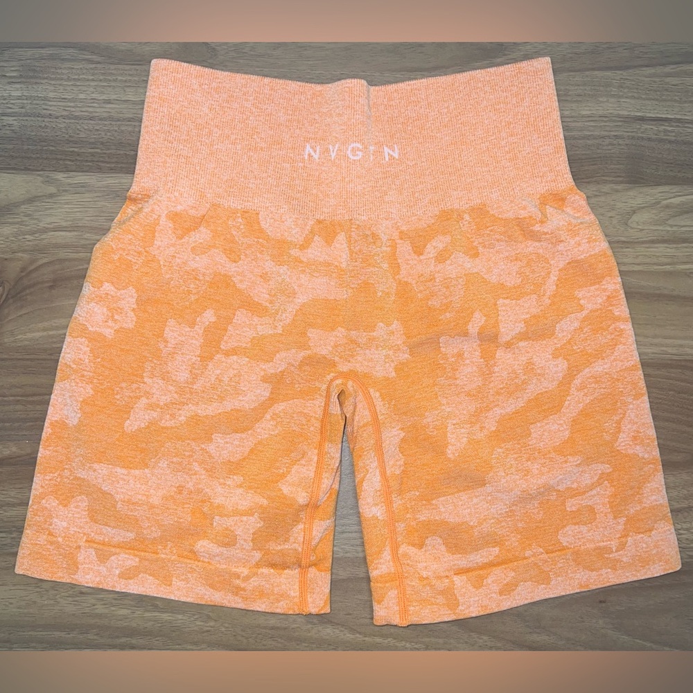 038. NVGTN Orange Camo Shorts - Size Small